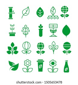 Simple collection of green leaf vector icons,