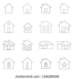 Simple collection of home related line icons. Thin line vector set of signs for infographic, logo, app development and website design. Editable move. 32x32 pixels.