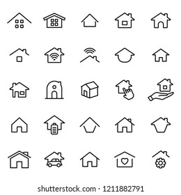Simple collection of home related line icons. Thin line vector set of signs for infographic, logo, app development and website design. Premium symbols isolated on a white background.