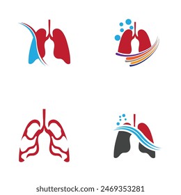 simple collection Human lungs medical structure logo and symbol icon