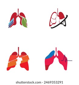 simple collection Human lungs medical structure logo and symbol icon