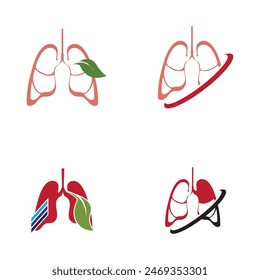 simple collection Human lungs medical structure logo and symbol icon