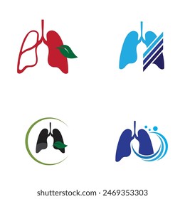 simple collection Human lungs medical structure logo and symbol icon