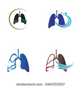 simple collection Human lungs medical structure logo and symbol icon