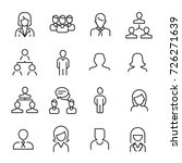 Simple collection of human resources (HR) related line icons. Thin line vector set of signs for infographic, logo, app development and website design. Premium symbols isolated on a white background.