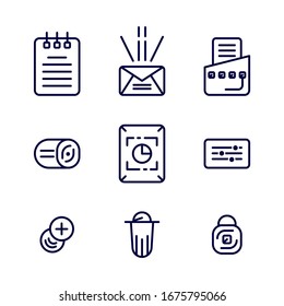 Simple collection of interface related outline icons. Logo, app, smartphone, development,website design
