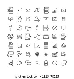 Simple collection of leadership related line icons. Thin line vector set of signs for infographic, logo, app development and website design. Premium symbols isolated on a white background.