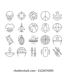 Una simple colección de iconos de guerra lineales
