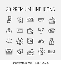 Simple collection of lottery related line icons. Thin line vector set of signs for infographic, logo, app development and website design. Premium symbols isolated on a white background.