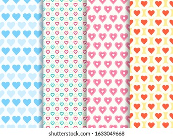 Simple collection of love or heart pattern background. Vector illustration for holiday, valentine day, wedding day, ornament, banner, and decoration.