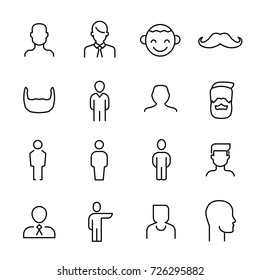 Simple collection of man related line icons. Thin line vector set of signs for infographic, logo, app development and website design. Premium symbols isolated on a white background.