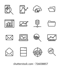 Simple collection of program development related line icons. Thin line vector set of signs for infographic, logo, app development and website design. Premium symbols isolated on a white background.