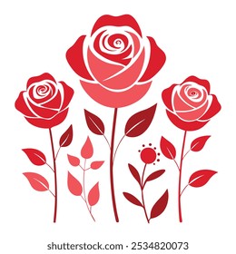Colección simple de Ilustración vectorial rosa de color rojo.