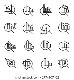 Colección simple de iconos de línea relacionados con la reducción. Juego de señales de vector de línea delgada para infografía, logotipo, desarrollo de aplicaciones y diseño de sitios web. Símbolos premium aislados en un fondo blanco.