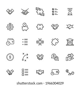 Simple collection of scrum agile related line icons. Thin line vector set of signs for infographic, logo, app development and website design. Premium symbols isolated on a white background.