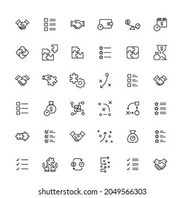 Simple collection of scrum agile related line icons. Thin line vector set of signs for infographic, logo, app development and website design. Premium symbols isolated on a white background.