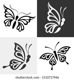Simple Collection silhouette butterflies vector design