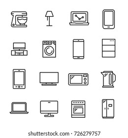 Simple collection of smart home related line icons. Thin line vector set of signs for infographic, logo, app development and website design. Premium symbols isolated on a white background.