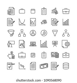 Simple collection of strategy related line icons. Thin line vector set of signs for infographic, logo, app development and website design. Premium symbols isolated on a white background.