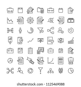 Simple collection of strategy related line icons. Thin line vector set of signs for infographic, logo, app development and website design. Premium symbols isolated on a white background.