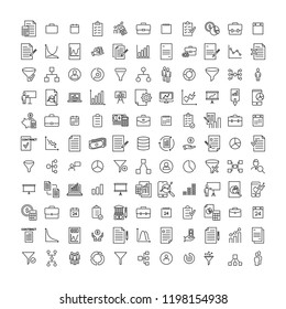 Simple collection of strategy related line icons. Thin line vector set of signs for infographic, logo, app development and website design. Premium symbols isolated on a white background.