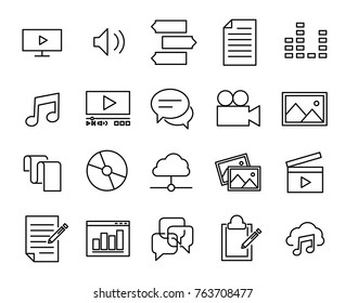 Simple collection of web content related line icons. Thin line vector set of signs for infographic, logo, app development and website design. Premium symbols isolated on a white background.