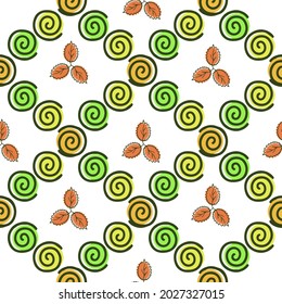 Simple color autumn leaves pattern on a white background. Vector illustration. 