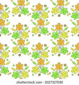 Simple color autumn leaves pattern on a white background. Vector illustration. 
