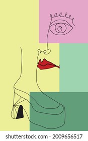 simple color beauty line drawing