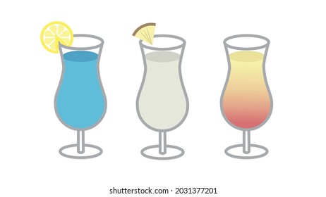 simple, color coctails drinks icons