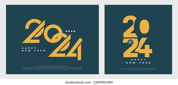 simple color concept for 2024 new year logo illustration, vector illustration for celebration banner and calendar.
