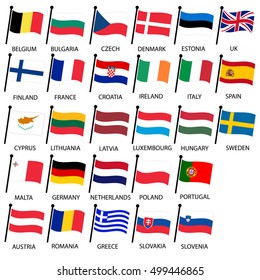 simple color curved flags all european union countries collection eps10