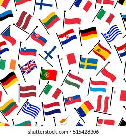 simple color curved flags all european union countries seamless pattern eps10