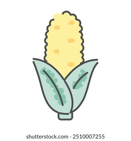 Simple color cute corn illustration