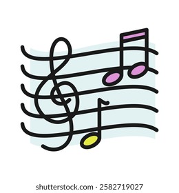 Simple Color design of a music note, perfect for school, student learning, and musical education themes.