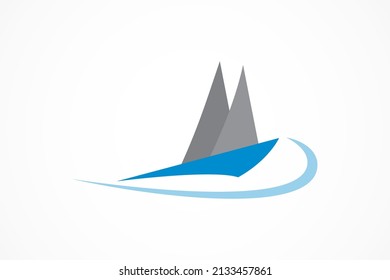 simple color editable yacht ship icon logo design vector illustration. sailing boat symbol logo design