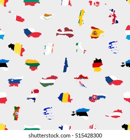 simple color flags all european union countries like maps  seamless pattern eps10