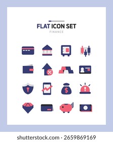 Conjunto de Ícones Simples Simples de Cor Plana