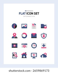 Conjunto de iconos planos de color simple