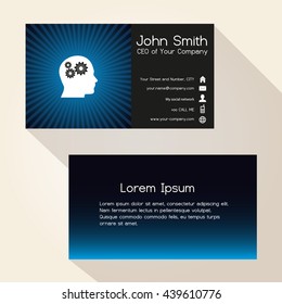 simple color gradient and stripes wheel black business card design eps10
