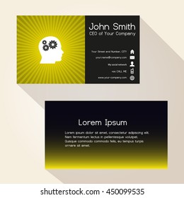 simple color gradient and stripes wheel yellow business card design eps10