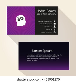 simple color gradient and stripes wheel purple business card design eps10