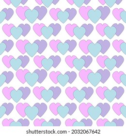 Simple color hearts pattern on a white background. Vector illustration. 