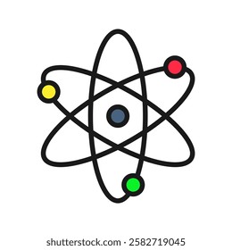 Simple Color illustration of a chemistry atom model, perfect for school, student learning, and science-themed educational content.