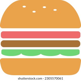 Simple color illustration of hamburger