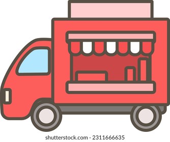 Simple color illustration of kitchen car