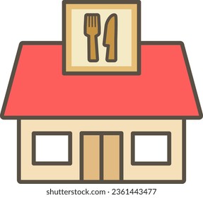 Simple color illustration of restaurant
