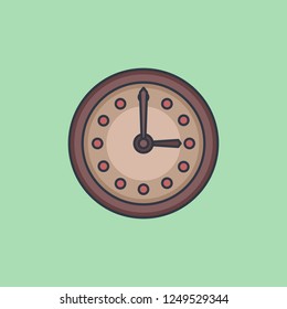 Simple color illustration of round clock in vector