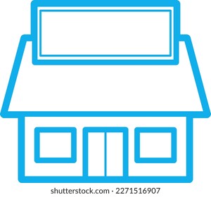 Simple color illustration of a store with a signboard