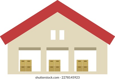 Simple color illustration of a warehouse